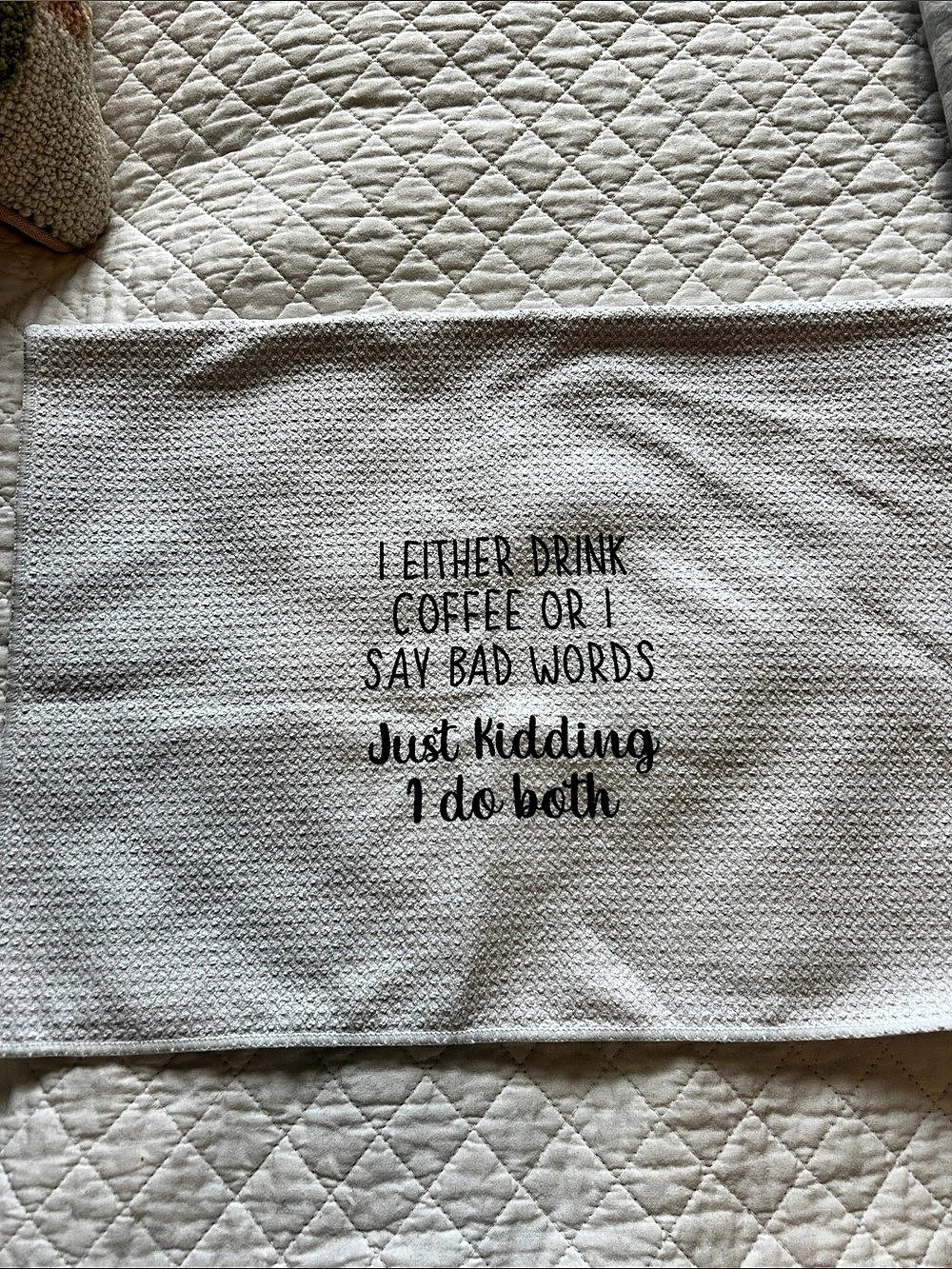 Funny Kitchen Towel Gray Coffee Say Bad Words